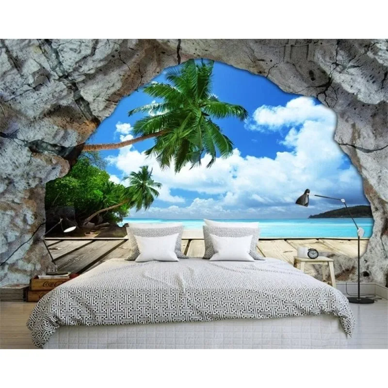 Custom stickers wallpaper 3D mural Cave Stone Wall Beach Seaview landscape living room bedroom background wall home decoration
Custom stickers wallpaper 3D mural Cave Stone Wall Beach Seaview landscape living room bedroom background wall home decoration