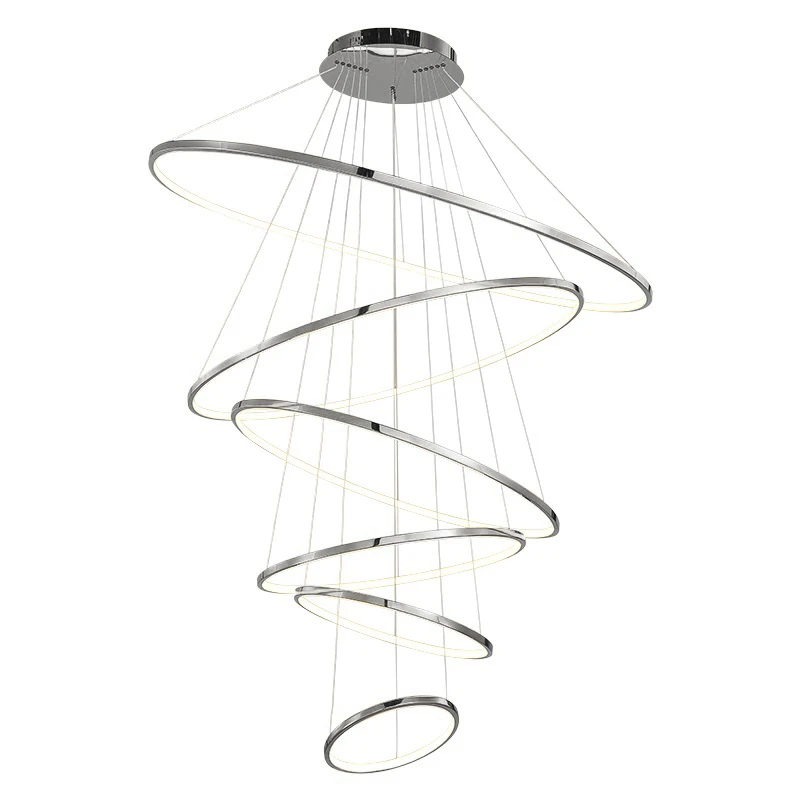 Modern 2024 Duplex Staircase Large Chandelier Silver Ring-shaped Pendant Light Living Room Gold Hanging Lamps Lustres Home Decor
Modern 2024 Duplex Staircase Large Chandelier Silver Ring-shaped Pendant Light Living Room Gold Hanging Lamps Lustres Home Decor