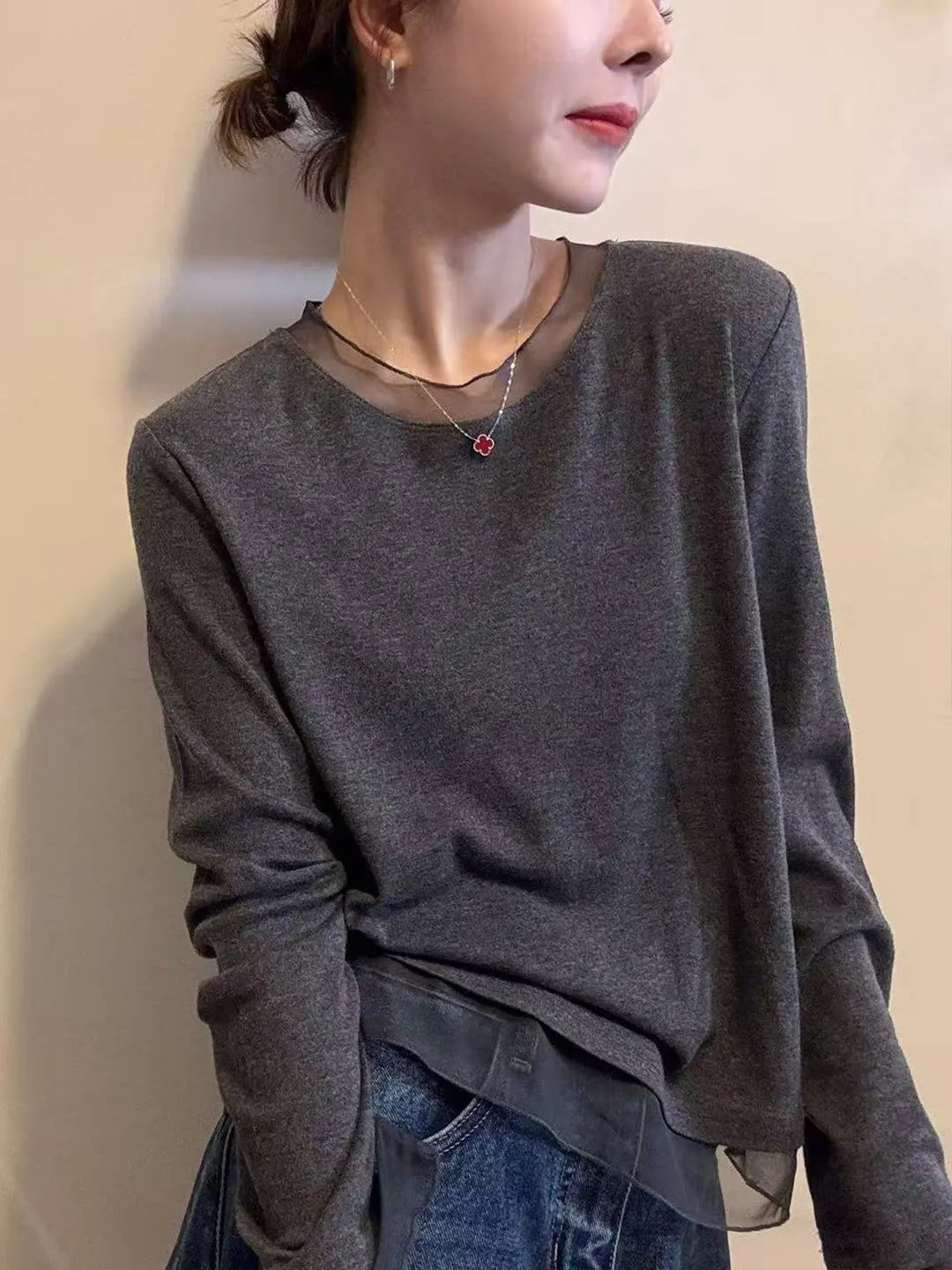 Lace Me Splice Long Sve T-irt Women's Spring New Design round Ne Base irt Inner Wear Top Casual Loose Fit Breathab...
Lace Me Splice Long Sve T-irt Women's Spring New Design round Ne Base irt Inner Wear Top Casual Loose Fit Breathab...