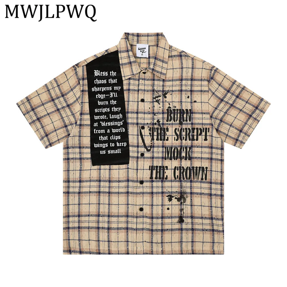 MWJLPWQ Color-Blocked Short-Sleeve Shirt Men's Niche Casual Summer Trendy Splatter-Paint Distressed Plaid Loose Fit Tops 15043
MWJLPWQ Color-Blocked Short-Sleeve Shirt Men's Niche Casual Summer Trendy Splatter-Paint Distressed Plaid Loose Fit Tops 15043