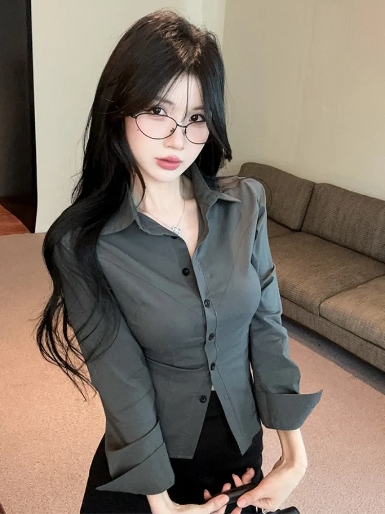 Gray Waist-Cinching Long Sleeve Shirt Women's Autumn Winter Professional Uniform Top Unique Personality Blouse Skirt JK Unifo...
Gray Waist-Cinching Long Sleeve Shirt Women's Autumn Winter Professional Uniform Top Unique Personality Blouse Skirt JK Unifo...