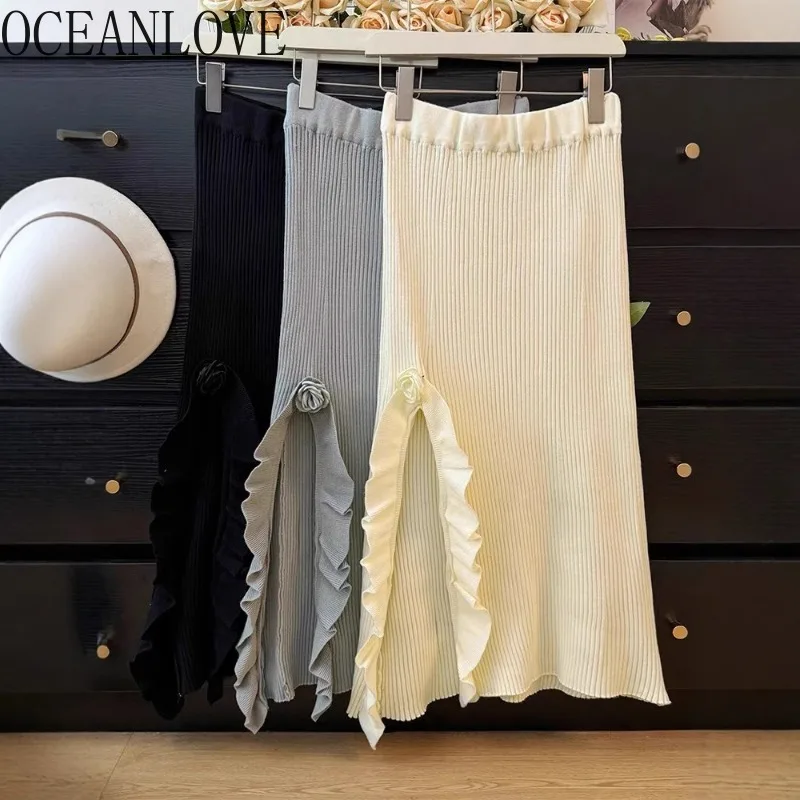 OCEANLOVE 3D Flowers Women Skirts Solid Ruffles Autumn Winter Korean Fashion Long Skirt High Waist Elegant Vintage Faldas Mujer
OCEANLOVE 3D Flowers Women Skirts Solid Ruffles Autumn Winter Korean Fashion Long Skirt High Waist Elegant Vintage Faldas Mujer