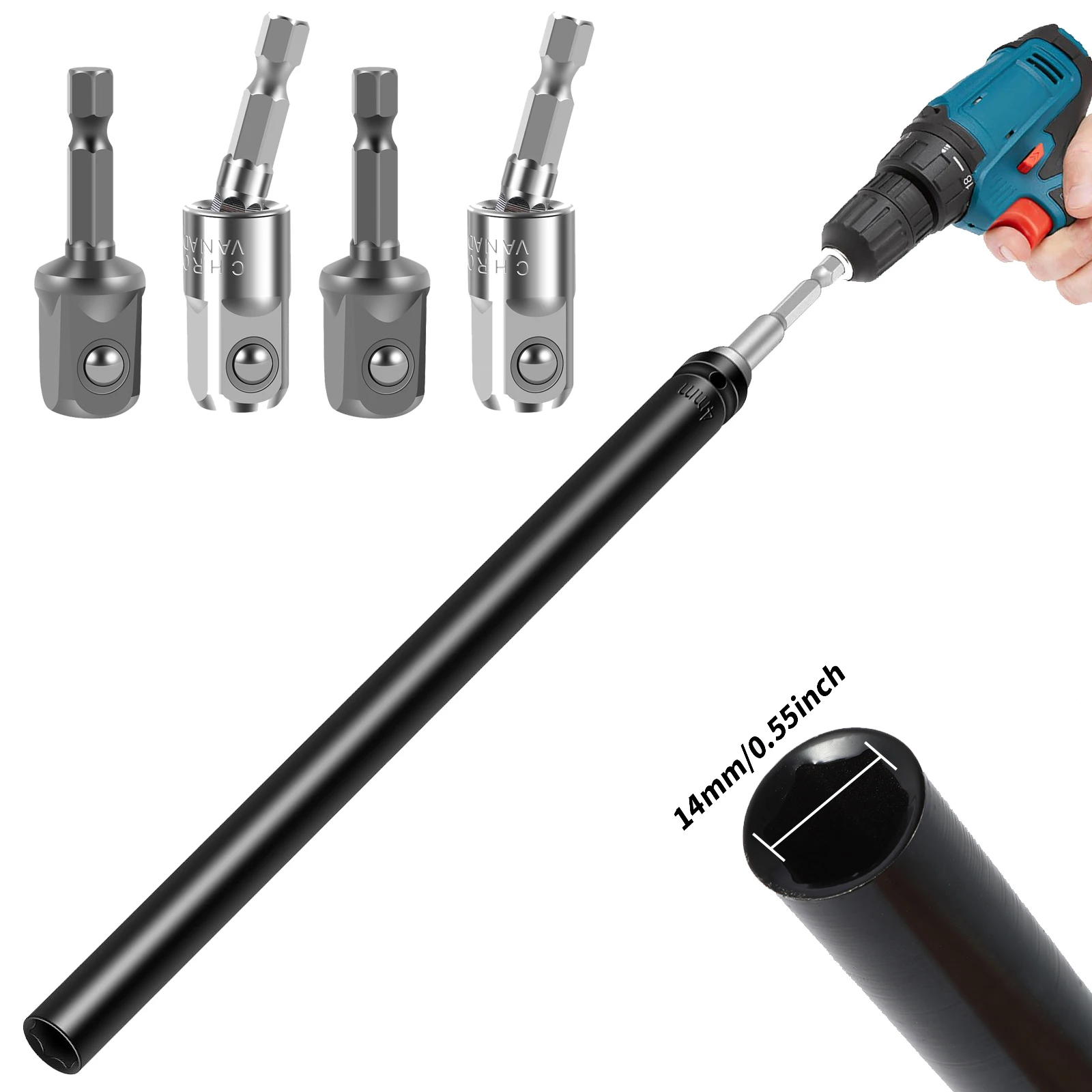 14mm Power Nut Driver Nut Runner Hollow Socket with 1/4" Hex Shank Fit Long Bolts and Ductwork Power Nut Driver for Overhead
14mm Power Nut Driver Nut Runner Hollow Socket with 1/4" Hex Shank Fit Long Bolts and Ductwork Power Nut Driver for Overhead