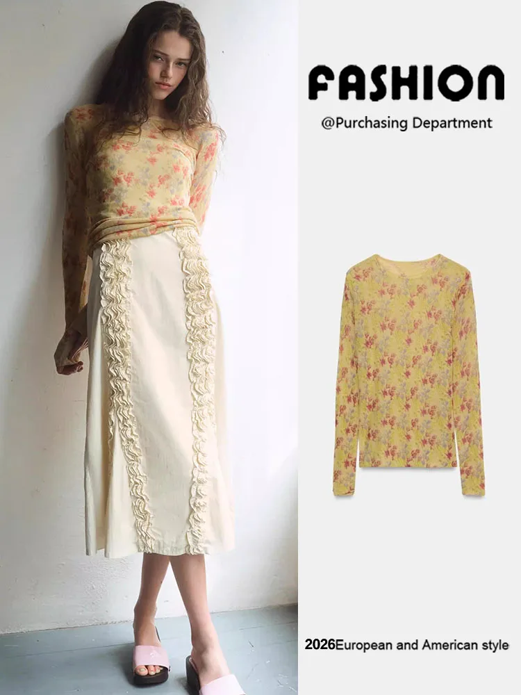 Spring New Arrival Women's Knitted Floral Print Top Slim Fit Versatile Ele Sle Long Sve Crew Ne Faionable
Spring New Arrival Women's Knitted Floral Print Top Slim Fit Versatile Ele Sle Long Sve Crew Ne Faionable