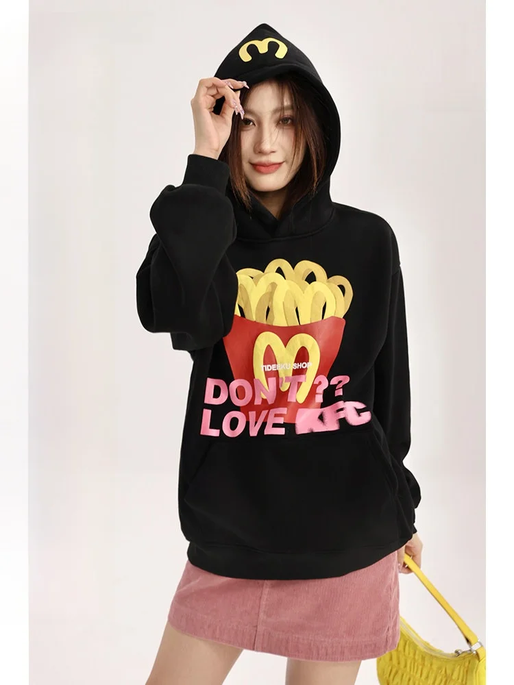 Black Fleece Lined Hoodie Women's Straight Cut Slimming Fashionable Comfortable Korean Style Long Sleeve Sweatshirt
Black Fleece Lined Hoodie Women's Straight Cut Slimming Fashionable Comfortable Korean Style Long Sleeve Sweatshirt