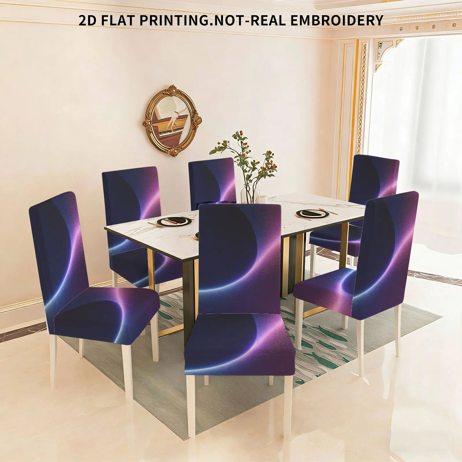 Flat print stretch dining chair cover set, abstract style cyberpunk pattern, detachable dining chair cover
Flat print stretch dining chair cover set, abstract style cyberpunk pattern, detachable dining chair cover