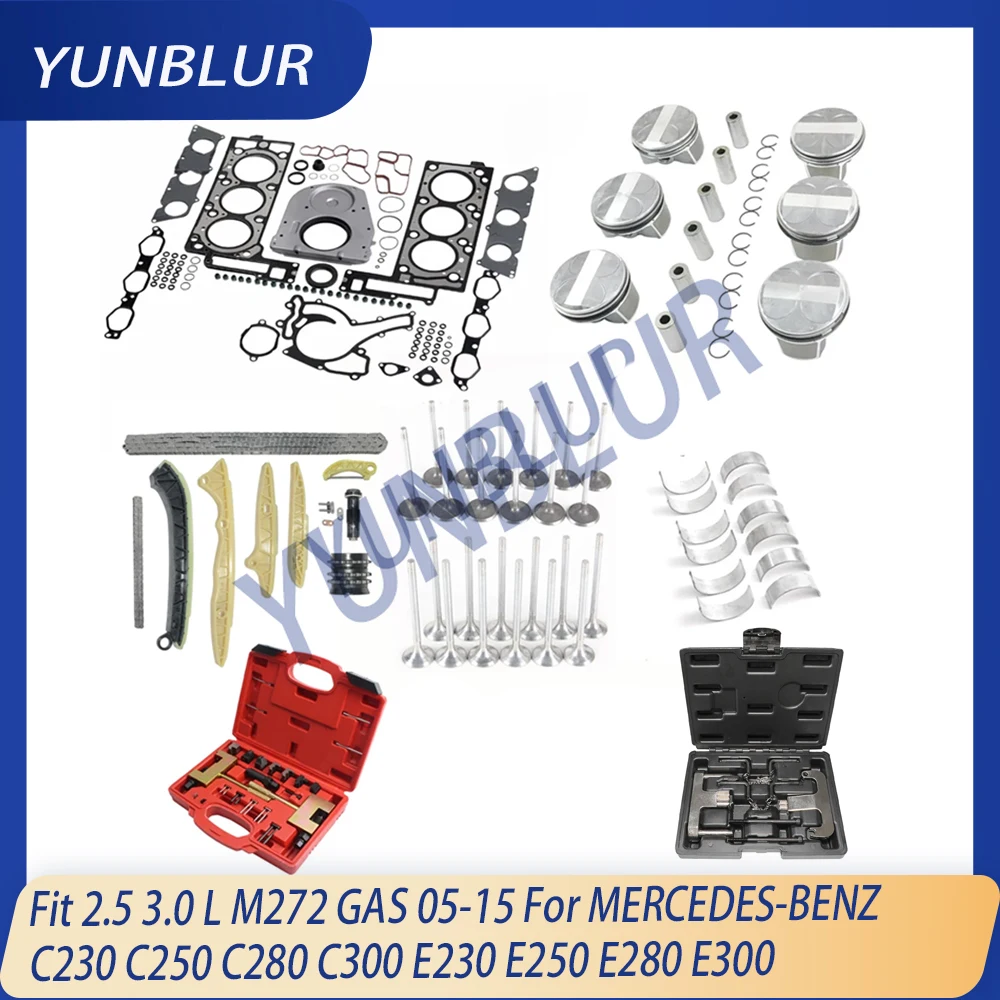 Rebuilding STD Piston Valve Timing chain Tool Kit Full Gasket Bearing Set Fit 2.5 L M272 GAS For Mercedes-Benz C E S CLASS GLK
Rebuilding STD Piston Valve Timing chain Tool Kit Full Gasket Bearing Set Fit 2.5 L M272 GAS For Mercedes-Benz C E S CLASS GLK