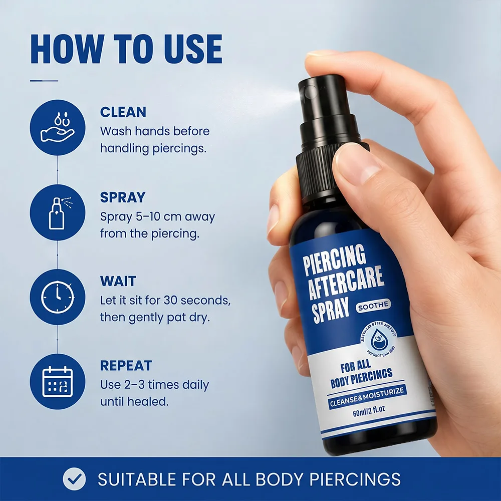 Piercing Aftercare Spray Natural Saline Cleansing Soothing Mist for All Body Ear Nose Piercing Professional Piercing Care Liquid
Piercing Aftercare Spray Natural Saline Cleansing Soothing Mist for All Body Ear Nose Piercing Professional Piercing Care Liquid