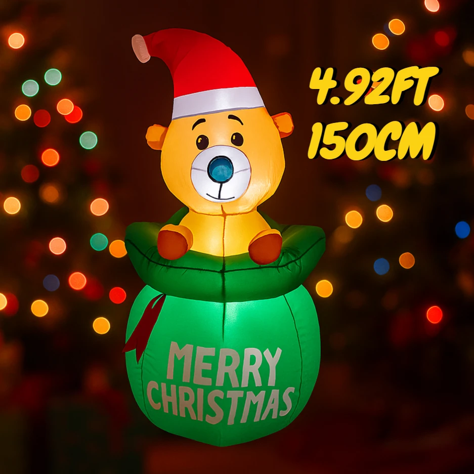 4.92FT Inflatable Christmas Bear in Gift Bag Toy Festive Gift LED Lit Xmas Yard Lawn Party Decoration Xmas Supplie Home Ornament
4.92FT Inflatable Christmas Bear in Gift Bag Toy Festive Gift LED Lit Xmas Yard Lawn Party Decoration Xmas Supplie Home Ornament