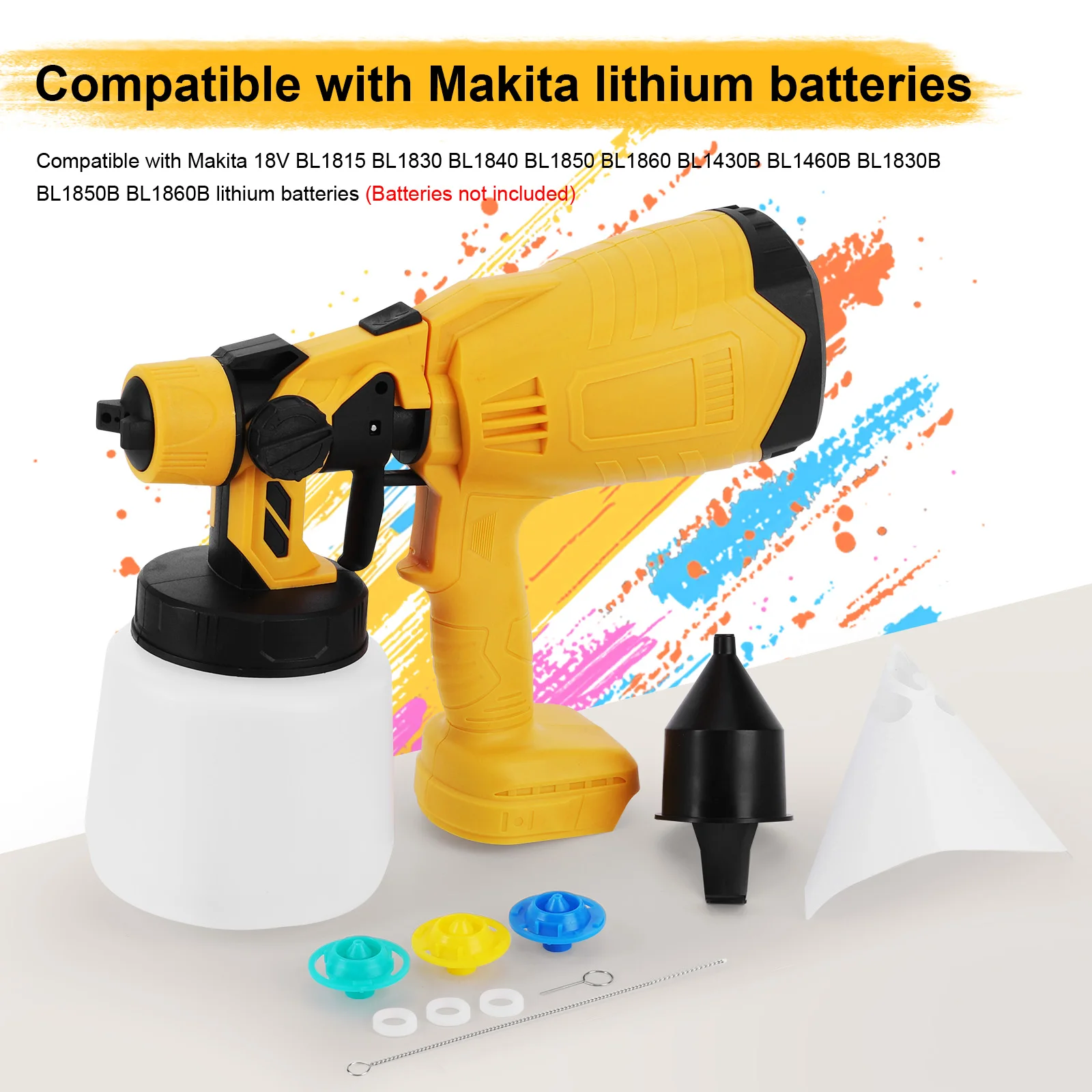 Cordless Electric Spray Paint Gun for Makita 18V Battery (Not Include Battery) 3 Nozzles for House Painting Interior Exterior
Cordless Electric Spray Paint Gun for Makita 18V Battery (Not Include Battery) 3 Nozzles for House Painting Interior Exterior