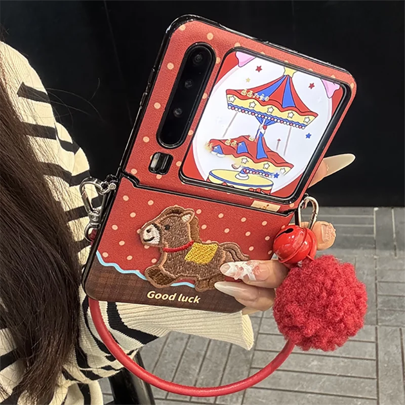 For Xiaomi Mix Flip Case Cute Horse New Year Embroidered Ponny Leather Good Luck Cover for Xiaomi Mix Flip2 Case Red Fur Ball
For Xiaomi Mix Flip Case Cute Horse New Year Embroidered Ponny Leather Good Luck Cover for Xiaomi Mix Flip2 Case Red Fur Ball