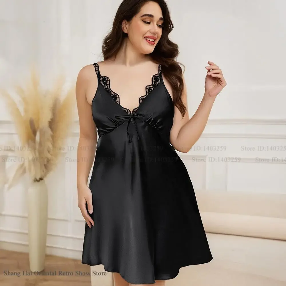 Plus Size 3XL 4XL 5XL Women Nightgown Sexy Lace Spaghetti Strap Night Dress Chemise Sleepwear Loose Silk Satin Homewear Lingerie
Plus Size 3XL 4XL 5XL Women Nightgown Sexy Lace Spaghetti Strap Night Dress Chemise Sleepwear Loose Silk Satin Homewear Lingerie