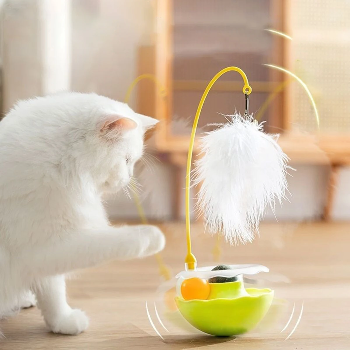 Interactive Cat Tumbler Toy, ABS Base with Feathers & Rolling Balls, Reduces Boredom & Destructive Behavior
Interactive Cat Tumbler Toy, ABS Base with Feathers & Rolling Balls, Reduces Boredom & Destructive Behavior