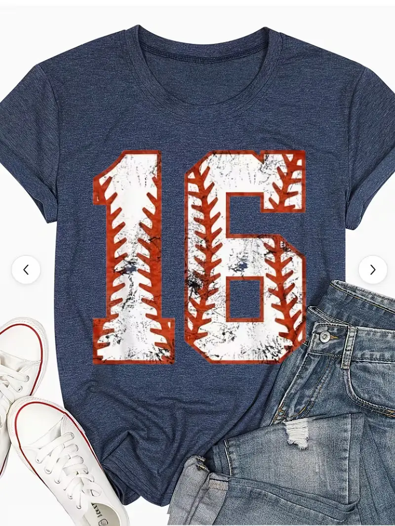 Plus size women's short sleeve T-shirt Baseball Stitch Number Sixteen Design soft and comfortable fabric summer outfits women's
Plus size women's short sleeve T-shirt Baseball Stitch Number Sixteen Design soft and comfortable fabric summer outfits women's