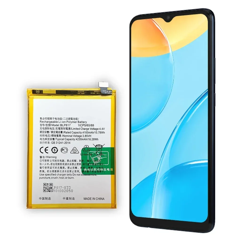 Высококачественная сменная батарея для телефона OPPO A15 A15s, аккумулятор BLP817, новый мобильный телефон, 4230 мАч, встроенный аккумулятор
Высококачественная сменная батарея для телефона OPPO A15 A15s, аккумулятор BLP817, новый мобильный телефон, 4230 мАч, встроенный аккумулятор