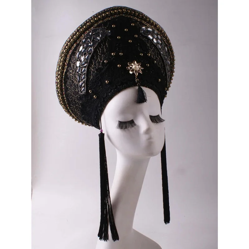 Headdress Black Exaggerated Diamond Crown Shape Lace Embroidery with Tassel Exquisite Suitable for Model Hair Accessories Simple
Headdress Black Exaggerated Diamond Crown Shape Lace Embroidery with Tassel Exquisite Suitable for Model Hair Accessories Simple