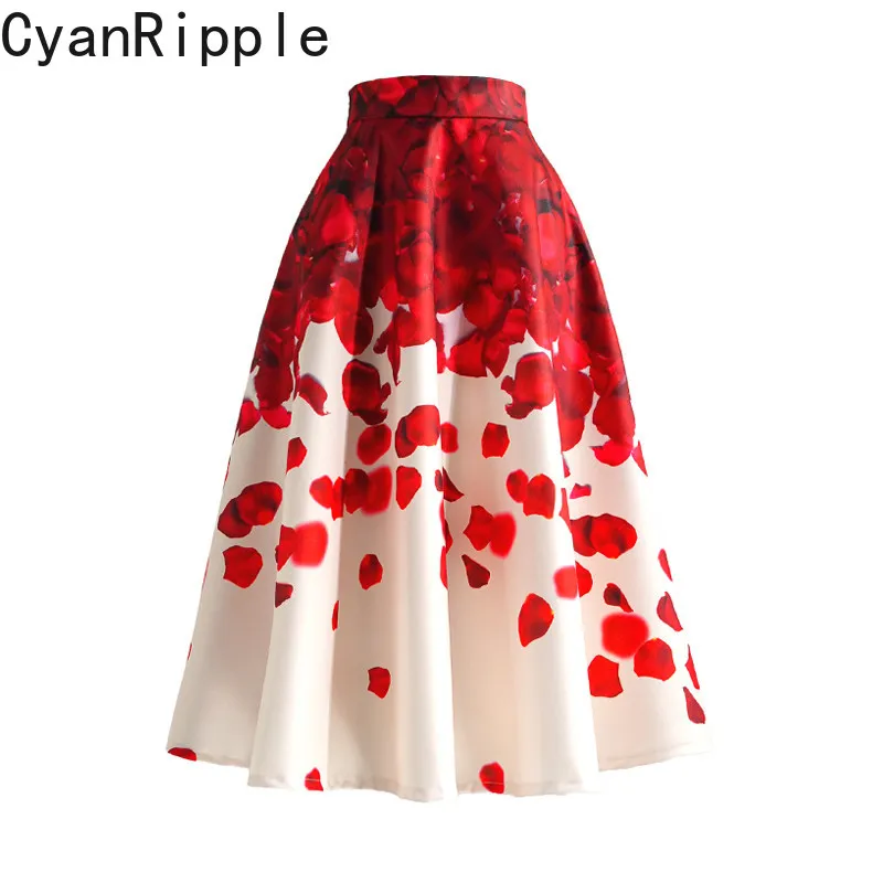 High Quality New Spring Autumn Romantic Rose Print Mid-length Women A-line Skirt Elegant High Waist Casual Umbrella Skirt 2026
High Quality New Spring Autumn Romantic Rose Print Mid-length Women A-line Skirt Elegant High Waist Casual Umbrella Skirt 2026
