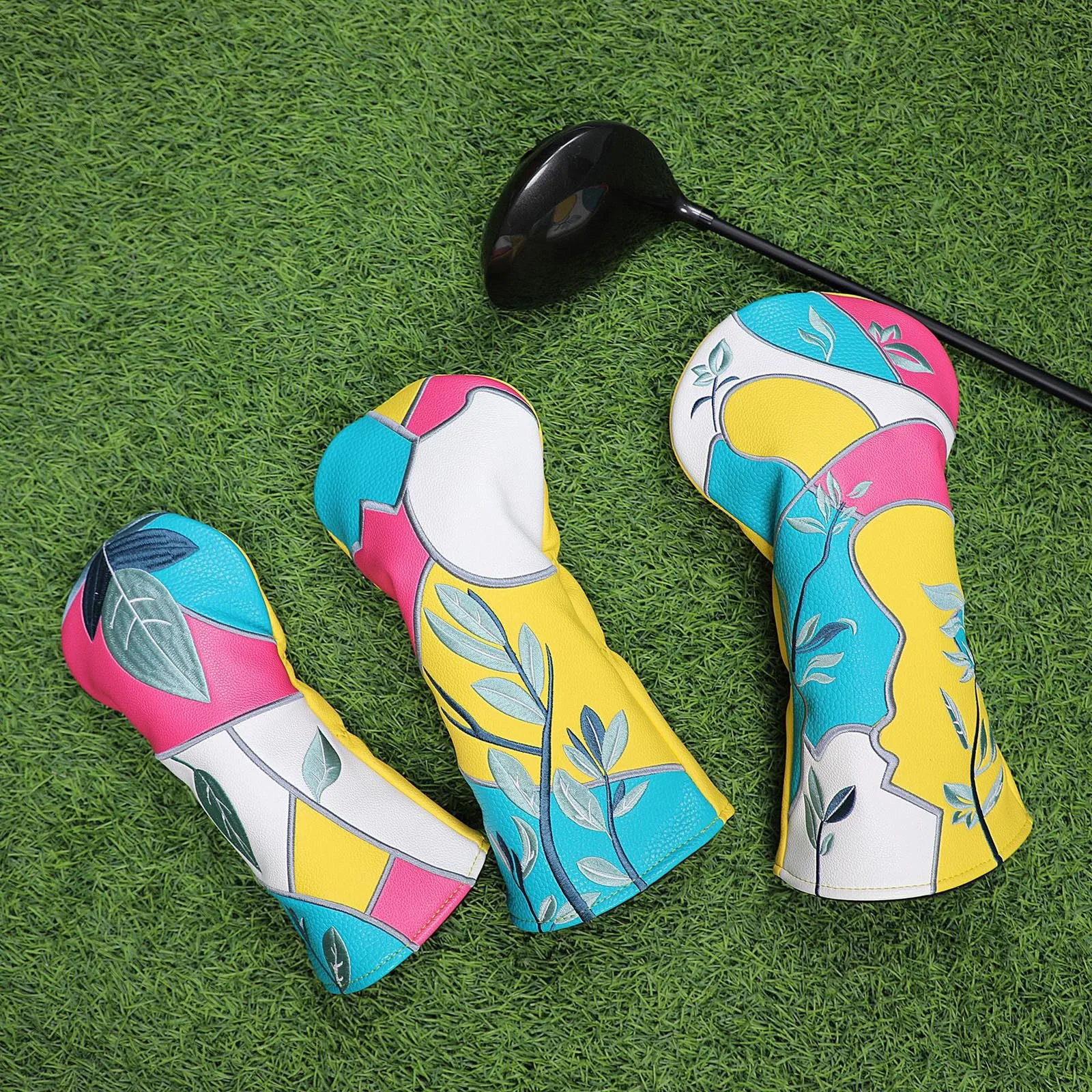 Leaf Embroidery Golf Headcover Elastic Bands Color Block PU Leather Club Head Cover with Velvet Lining for Golfing Training
Leaf Embroidery Golf Headcover Elastic Bands Color Block PU Leather Club Head Cover with Velvet Lining for Golfing Training