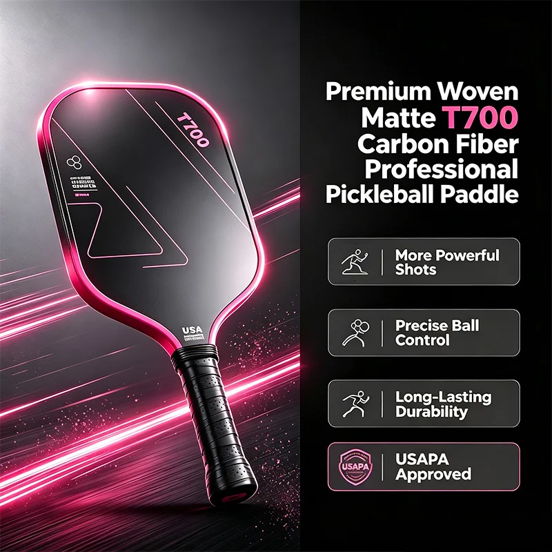T700 Carbon Fiber Pickleball Paddle USAPA Certified Matte Textured Finish High-Elasticity Tournament-Grade Paddle & Ball Set
T700 Carbon Fiber Pickleball Paddle USAPA Certified Matte Textured Finish High-Elasticity Tournament-Grade Paddle & Ball Set