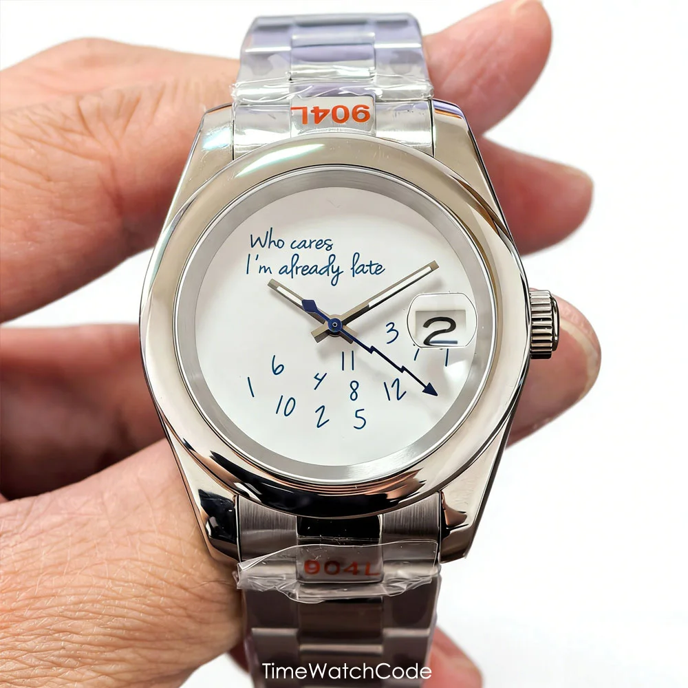 "Who Cares I'm Already Late" NH35A Automatic Men's Watch 36mm 39mm MIYOTA8215 PT5000 White Black Sapphire Glass 10ATM Waterproof
"Who Cares I'm Already Late" NH35A Automatic Men's Watch 36mm 39mm MIYOTA8215 PT5000 White Black Sapphire Glass 10ATM Waterproof
