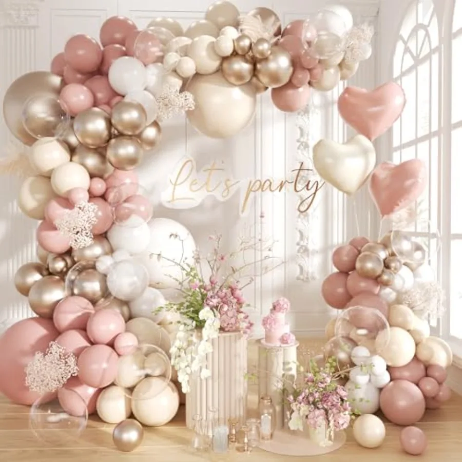 Balloon Arch Kit, 145Pcs Retro Blush Cream Neutral Metallic Champagne Balloons Different Size for Baby Shower Bridal Anniversar
Balloon Arch Kit, 145Pcs Retro Blush Cream Neutral Metallic Champagne Balloons Different Size for Baby Shower Bridal Anniversar