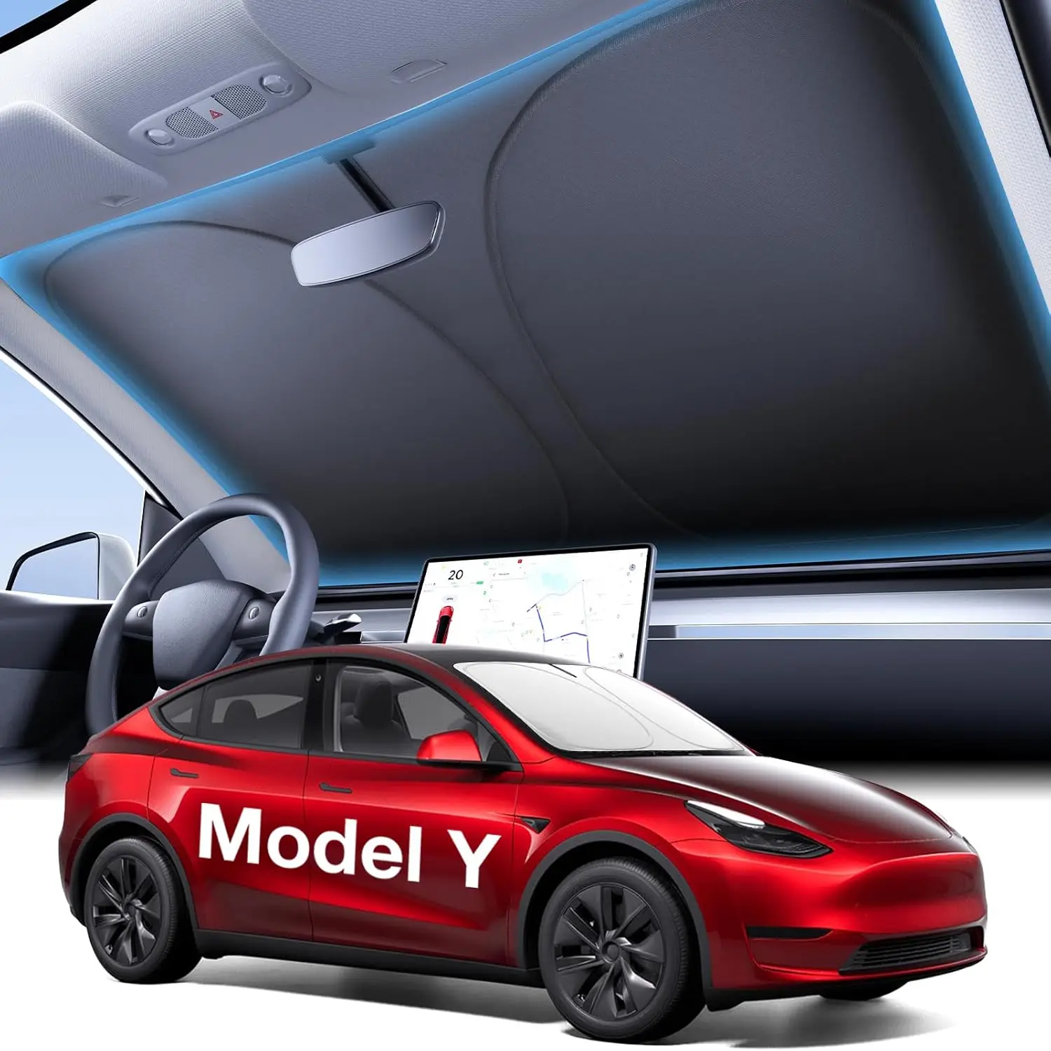Tesla Model Y Accessories Windshield Sunshade - OEM Design, 100% Sun Blockage
Tesla Model Y Accessories Windshield Sunshade - OEM Design, 100% Sun Blockage