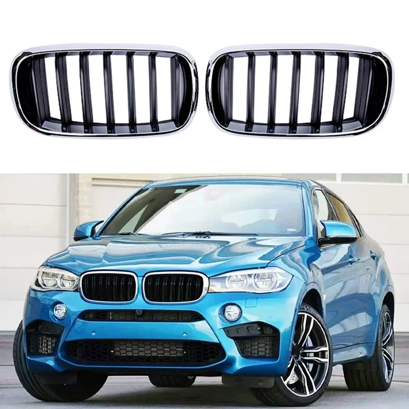 Хромированный автомобильный передний решетчатый гриль для BMW X5 F15 X6 F16 X5M F85 X6M F86, гоночный гриль, гальваническая решетка 14-18, автомобильные аксессуары
Хромированный автомобильный передний решетчатый гриль для BMW X5 F15 X6 F16 X5M F85 X6M F86, гоночный гриль, гальваническая решетка 14-18, автомобильные аксессуары