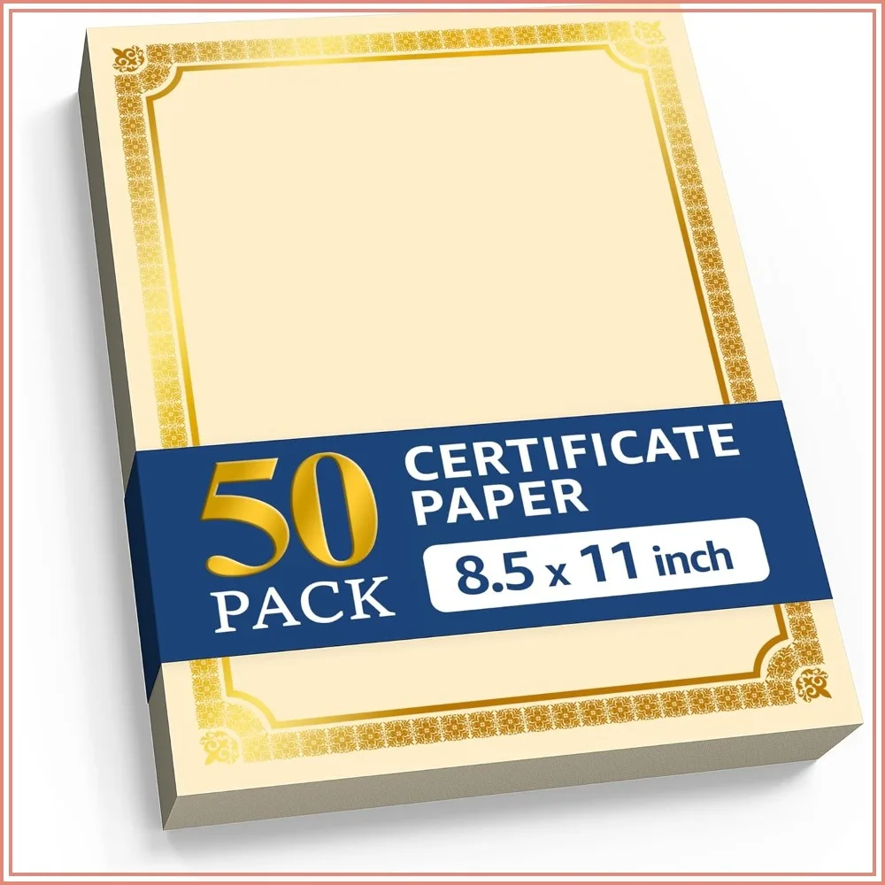 50 Blank Certificate Paper 8.5x11 - Gold Foil Award Cardstock for Diplomas & Certificates
50 Blank Certificate Paper 8.5x11 - Gold Foil Award Cardstock for Diplomas & Certificates