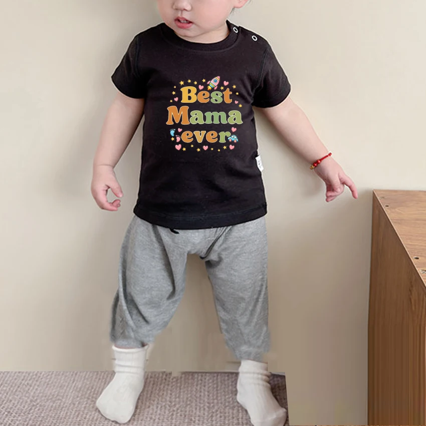 Kids Newborn Baby Summer Short Sleeved T-shirt Funny Best Mama Ever Print Cotton Tops infant boy and girl Tshirt Toddler Tees
Kids Newborn Baby Summer Short Sleeved T-shirt Funny Best Mama Ever Print Cotton Tops infant boy and girl Tshirt Toddler Tees
