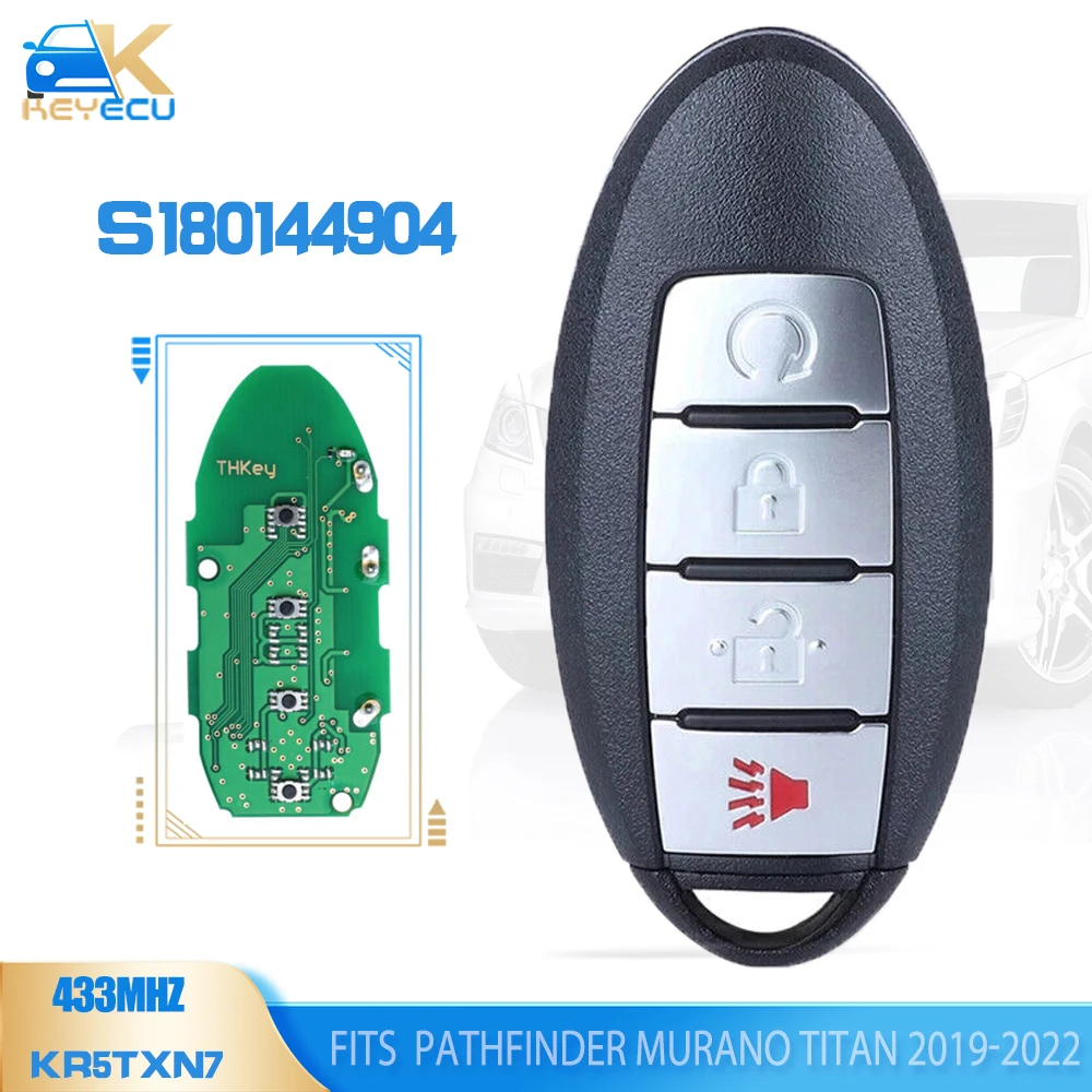 KEYECU S180144904 KR5TXN7 for Pathfinder Murano Titan 2019 2020 2021 2022 Smart Remtoe Key 4 Button FSK 433MHz 4A
KEYECU S180144904 KR5TXN7 for Pathfinder Murano Titan 2019 2020 2021 2022 Smart Remtoe Key 4 Button FSK 433MHz 4A