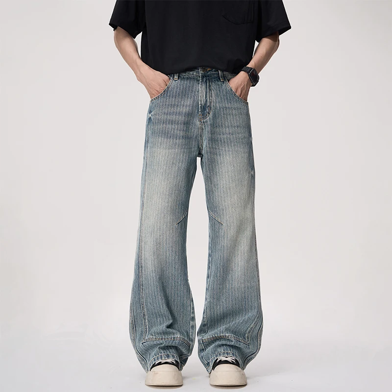 Men High Quality Vintage Striped Jacquard Flare Jeans Men American High Street Loose Fit Patchwork Male Bootcut Jeans
Men High Quality Vintage Striped Jacquard Flare Jeans Men American High Street Loose Fit Patchwork Male Bootcut Jeans
