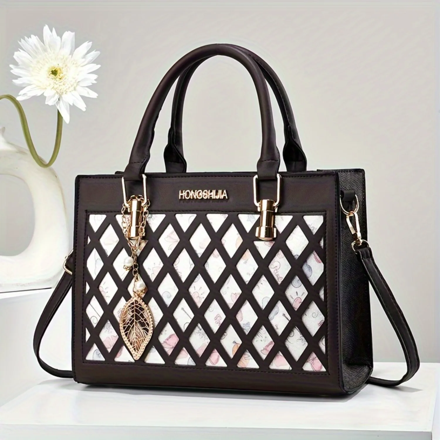 Fashion Rhombus Pattern Handbag, Color Contrast Crossbody Bag, Women's Double Handle Satchel Purse
Fashion Rhombus Pattern Handbag, Color Contrast Crossbody Bag, Women's Double Handle Satchel Purse