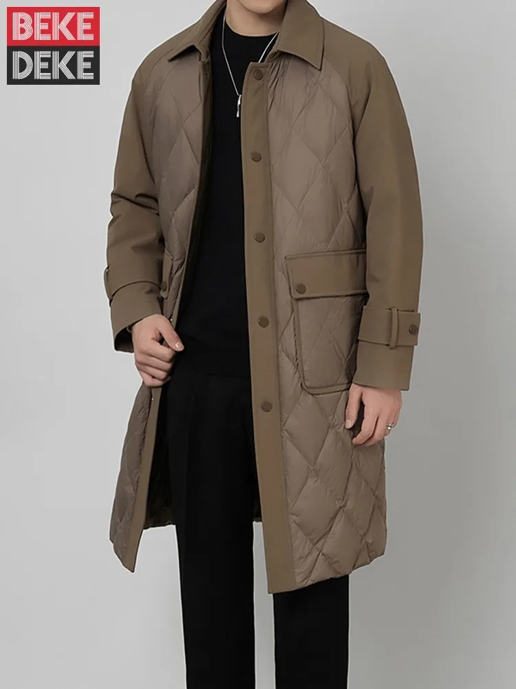 Winter Men Spliced Mid Long White Duck Down Jacket Vintage Business Men Work Overcoat Single Breasted Thick Warm Windproof Coat
Winter Men Spliced Mid Long White Duck Down Jacket Vintage Business Men Work Overcoat Single Breasted Thick Warm Windproof Coat