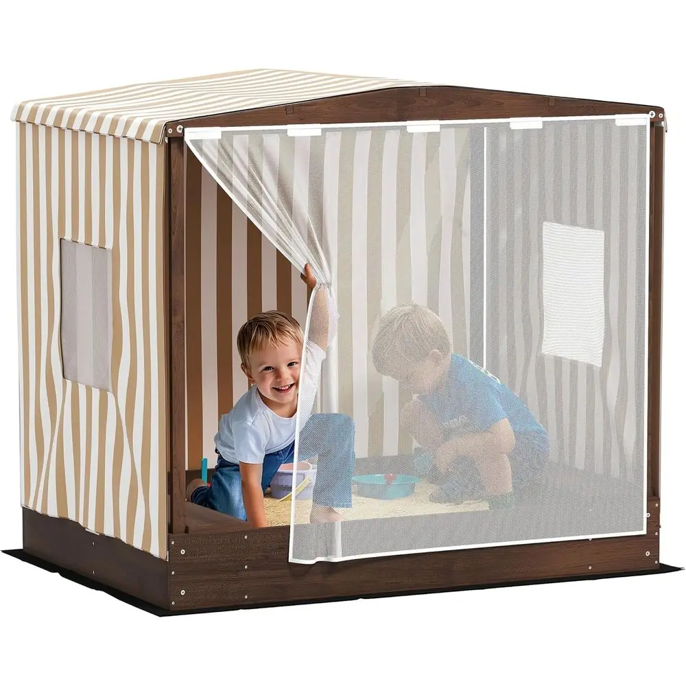 Large Wooden Sand Pit with Mesh Door, Benches, Liner for Outdoor, Backyard, Garden, Patio, Beach - Brown
Large Wooden Sand Pit with Mesh Door, Benches, Liner for Outdoor, Backyard, Garden, Patio, Beach - Brown