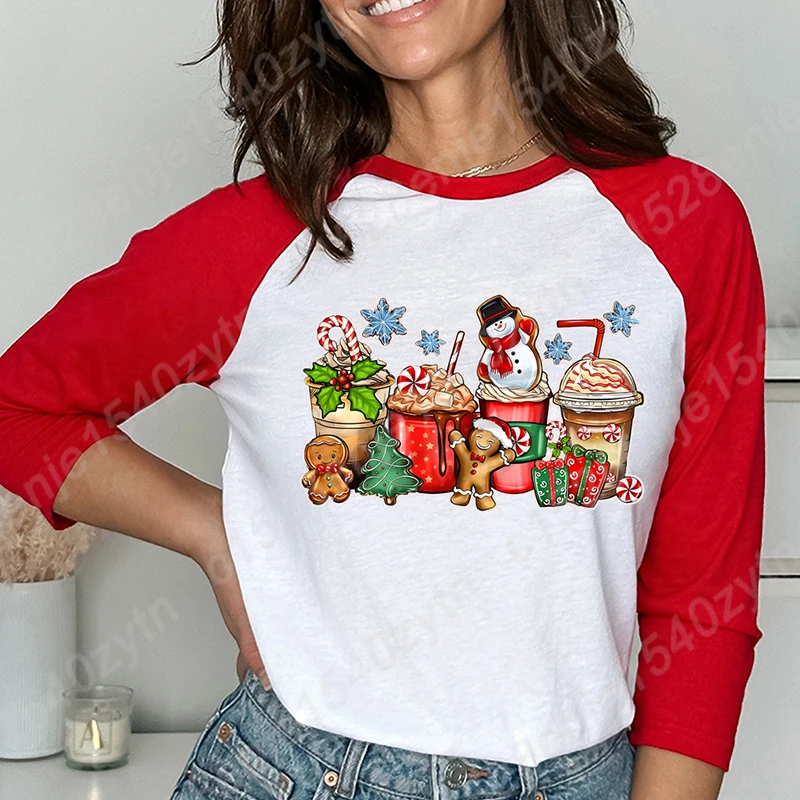 Christmas Beverage Print Seven Sleeves Shirt Women Summer Seven Sleeves Shirt Round Neck Loose Shirts Creative Personalized Tops
Christmas Beverage Print Seven Sleeves Shirt Women Summer Seven Sleeves Shirt Round Neck Loose Shirts Creative Personalized Tops