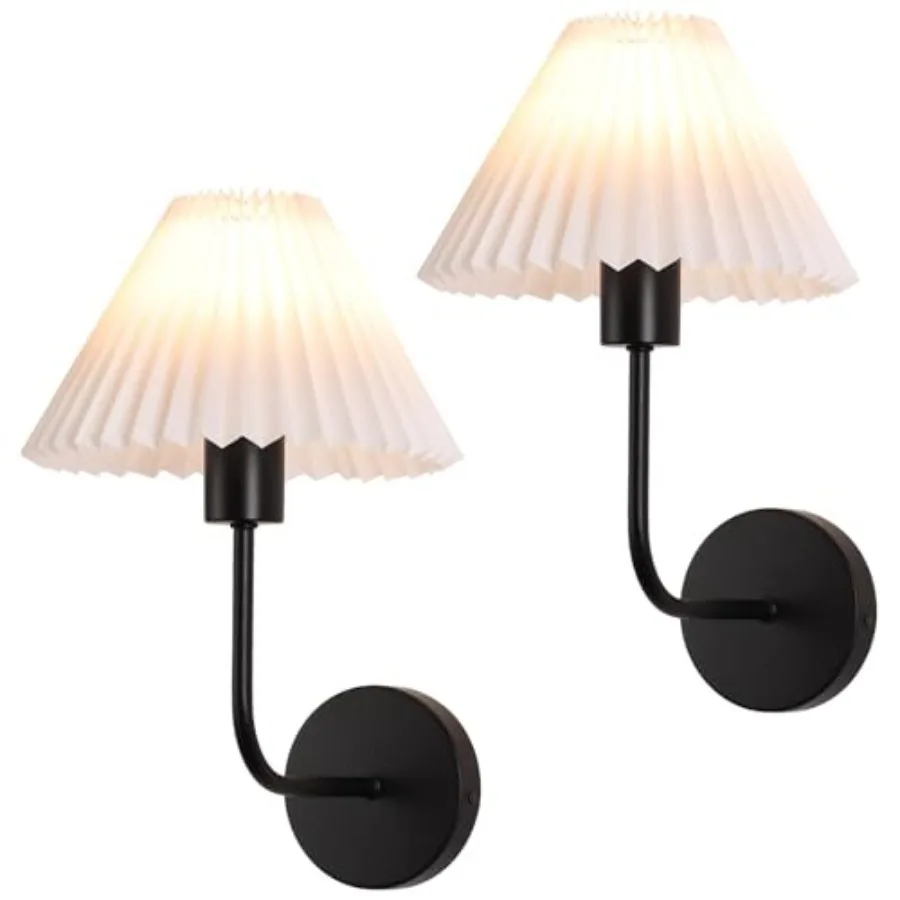 Wall Sconces Sets of 2, White Pleated Fabric lampshade, Matte Wall Lamp Curved Wall Lighting Bathroom Dresser Hardwired sconces
Wall Sconces Sets of 2, White Pleated Fabric lampshade, Matte Wall Lamp Curved Wall Lighting Bathroom Dresser Hardwired sconces