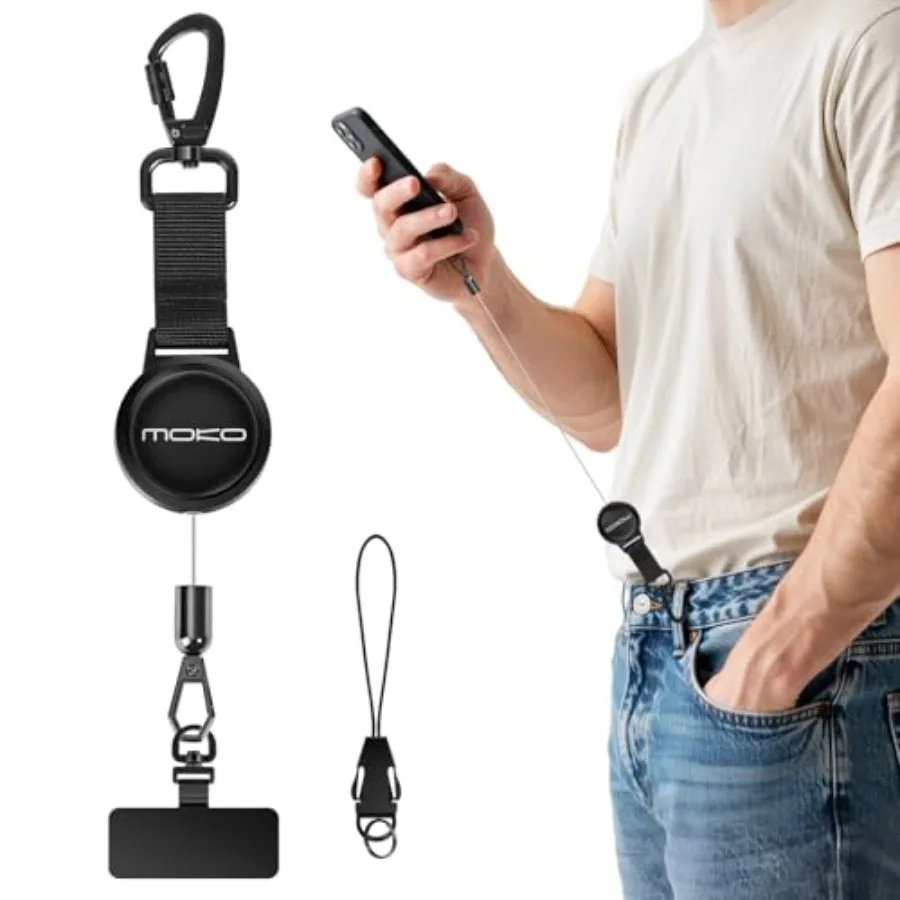 Anti-theft Phone Tether, Phone Lanyard Retractable Steel Line Cellphone Strap with Locking Carabiner and Metal 360° Tether Tab
Anti-theft Phone Tether, Phone Lanyard Retractable Steel Line Cellphone Strap with Locking Carabiner and Metal 360° Tether Tab