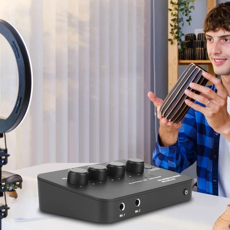 New Digital Audio Sound Machine AUX IN/OUT BT Connection Dual Mic Inputs Karaoke Sound Mixer for Karaoke Smart TV PC Speaker
New Digital Audio Sound Machine AUX IN/OUT BT Connection Dual Mic Inputs Karaoke Sound Mixer for Karaoke Smart TV PC Speaker