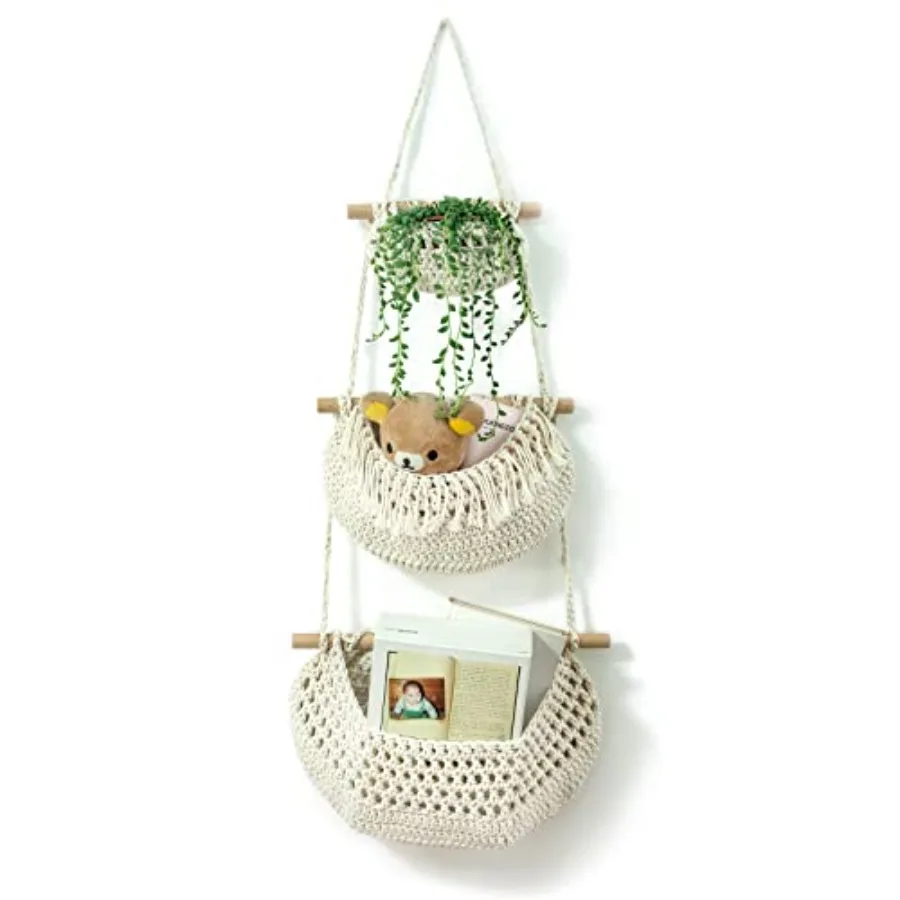Hanging Fruit Basket, 3 Tier Over the Door Organizer, Handmade Woven Cotton Rope Wall Hanging Baskets for Organizing, BOHO Wall
Hanging Fruit Basket, 3 Tier Over the Door Organizer, Handmade Woven Cotton Rope Wall Hanging Baskets for Organizing, BOHO Wall
