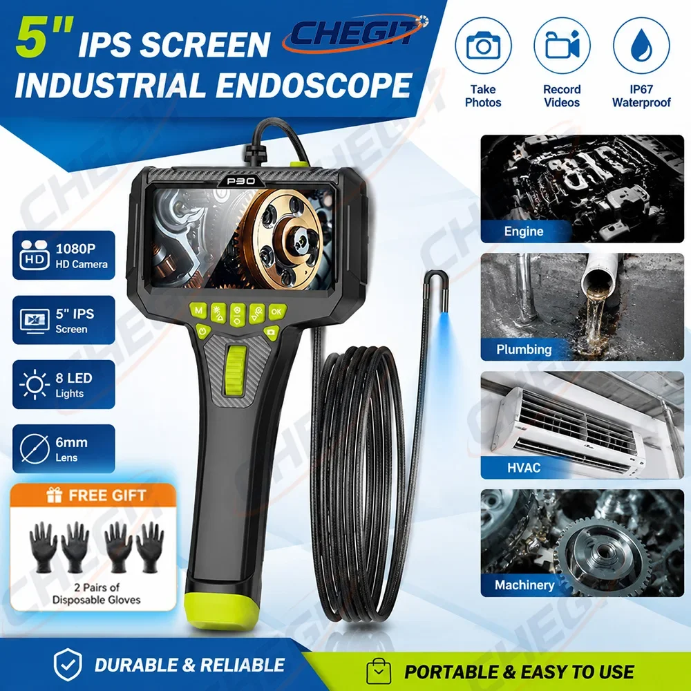 5"IPS Screen 360° Steering Industrial Endoscope Camera 6mm Single Lens Waterproof Inspection Borescope For Car/Pipe/Repair Gift
5"IPS Screen 360° Steering Industrial Endoscope Camera 6mm Single Lens Waterproof Inspection Borescope For Car/Pipe/Repair Gift