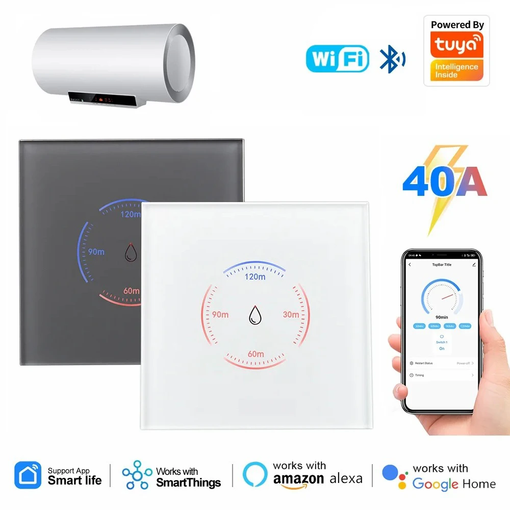 Tuya Smart WIFI Water Heater Boiler Touch Switch 40A 8000W EU Standard Smart Life App Remote Control Work With Google Home Alexa
Tuya Smart WIFI Water Heater Boiler Touch Switch 40A 8000W EU Standard Smart Life App Remote Control Work With Google Home Alexa