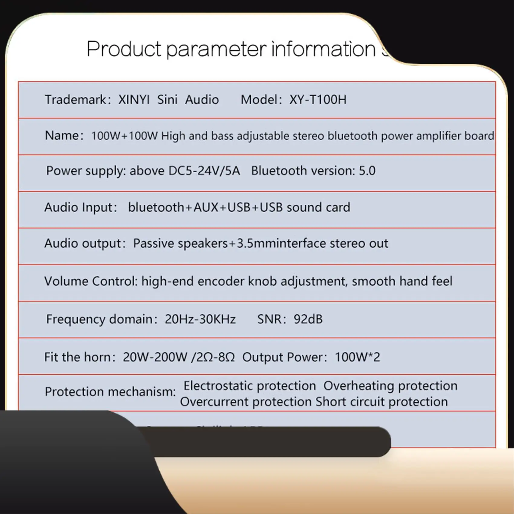 Модуль Bluetooth 5,0 TPA3116D2, регулировка высоких басов, стерео цифровой усилитель, модуль платы 100Wx2, усилитель XY-T100H-T44C
Модуль Bluetooth 5,0 TPA3116D2, регулировка высоких басов, стерео цифровой усилитель, модуль платы 100Wx2, усилитель XY-T100H-T44C