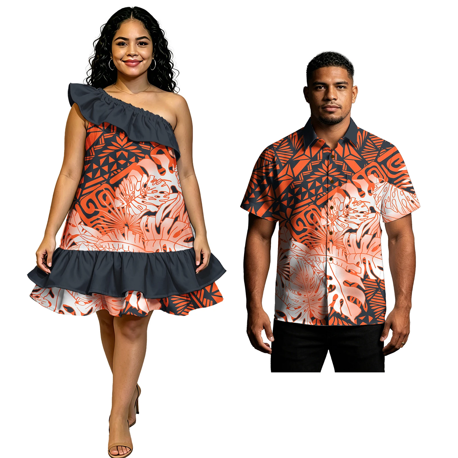 Custom Polynesia Tribal Style Men Shirts Cascading Ruffle Ladies Hawaiian Dress Samoan Island Floral Print Upscale Couple Outfit
Custom Polynesia Tribal Style Men Shirts Cascading Ruffle Ladies Hawaiian Dress Samoan Island Floral Print Upscale Couple Outfit