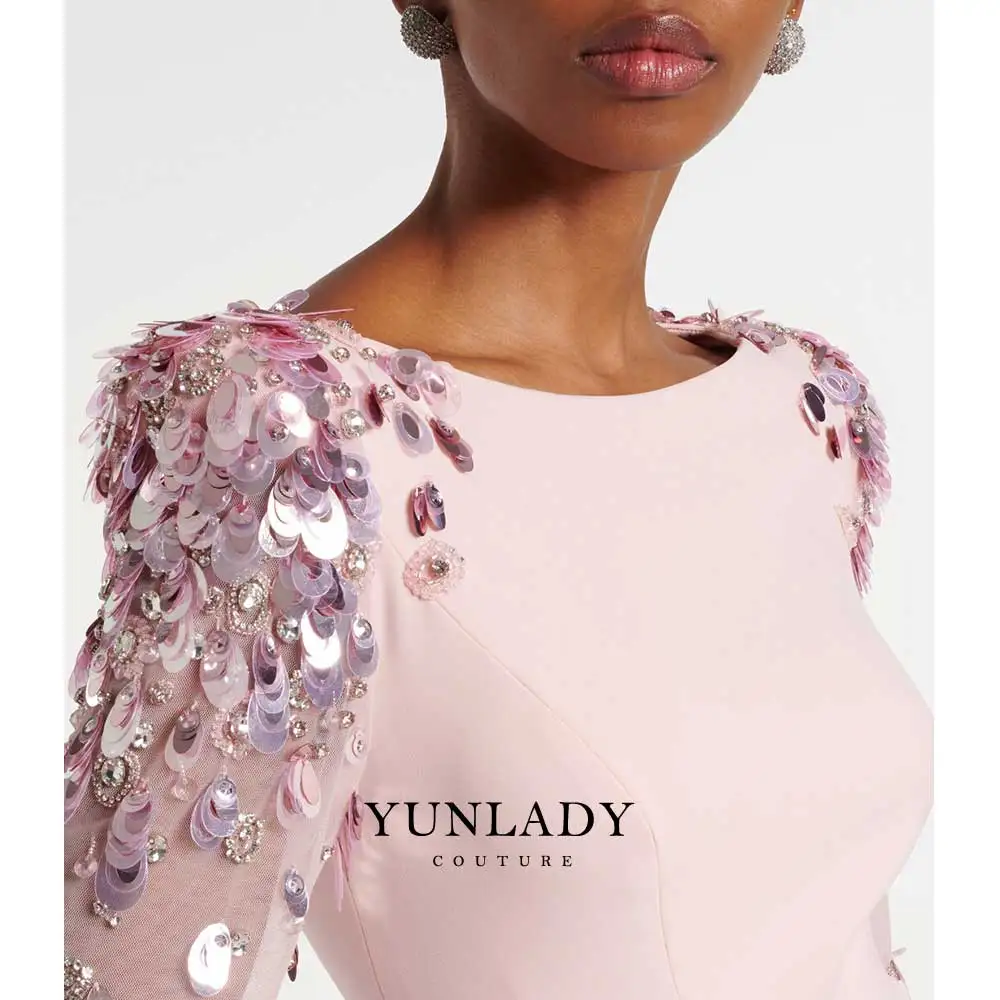 YUNLAN Pink Long Sleeves Boat Neck Dubai Luxury Maxi Evening Dress for Women Wedding Party Arabic Formal Gowns Customized
YUNLAN Pink Long Sleeves Boat Neck Dubai Luxury Maxi Evening Dress for Women Wedding Party Arabic Formal Gowns Customized