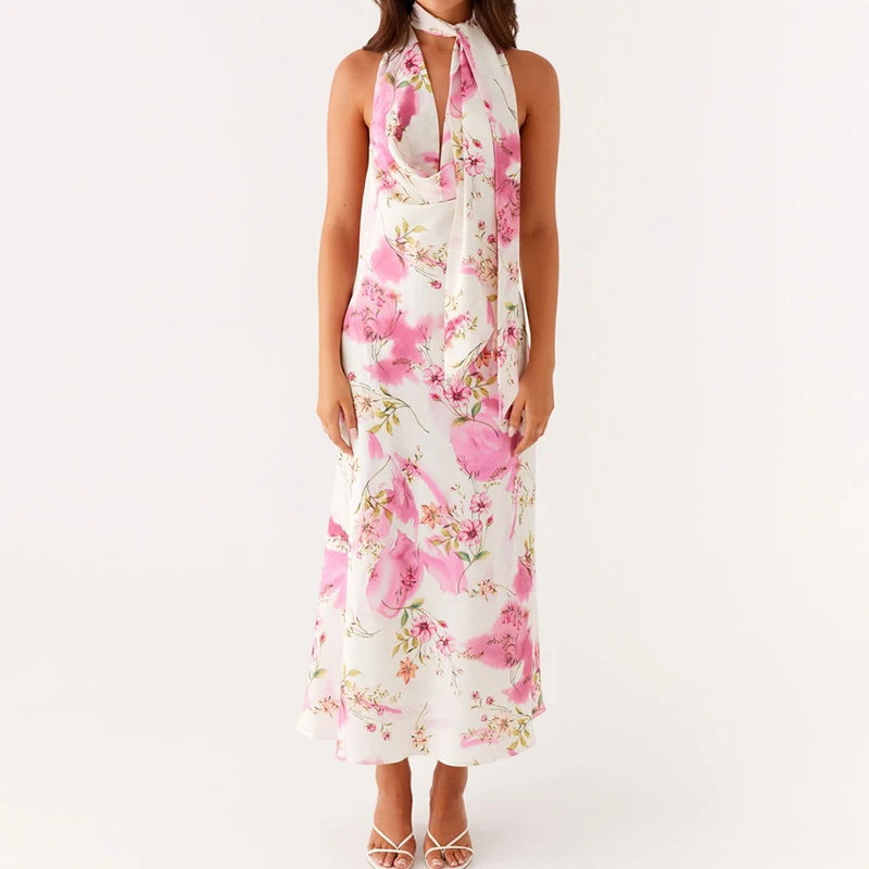 Floral Print V Neck Halter Maxi Dress with Scarf Sexy Women Bodycon Long Dresses Lady Formal Cocktail Party Backless Sundress
Floral Print V Neck Halter Maxi Dress with Scarf Sexy Women Bodycon Long Dresses Lady Formal Cocktail Party Backless Sundress