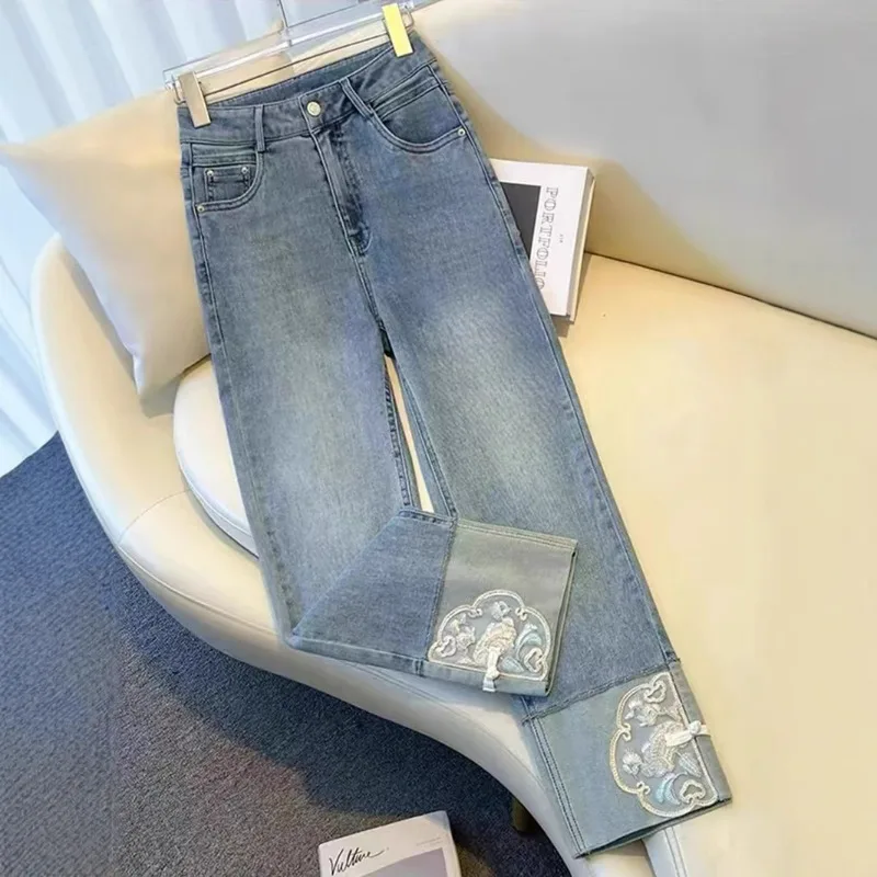Plus-size New Chinese-style Retro Jeans for Women, Spring and Summer. High-waisted, Slimming, 9-inch White Straight Pipe Pants
Plus-size New Chinese-style Retro Jeans for Women, Spring and Summer. High-waisted, Slimming, 9-inch White Straight Pipe Pants