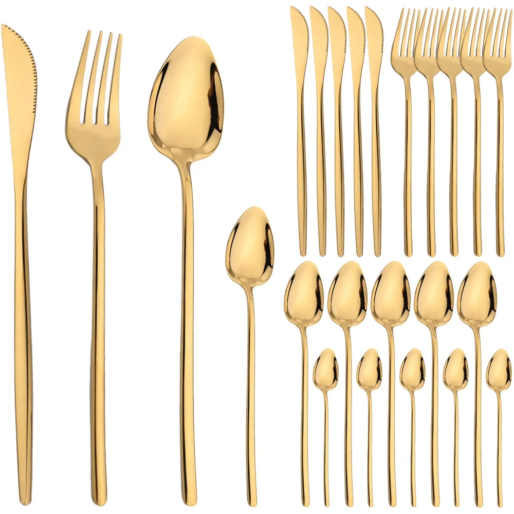 24pcs Christmas Dinnerware Set Stainless Steel Cutlery Set Gold Western Tableware Fork Knife Spoon Flatware Set Silverware
24pcs Christmas Dinnerware Set Stainless Steel Cutlery Set Gold Western Tableware Fork Knife Spoon Flatware Set Silverware