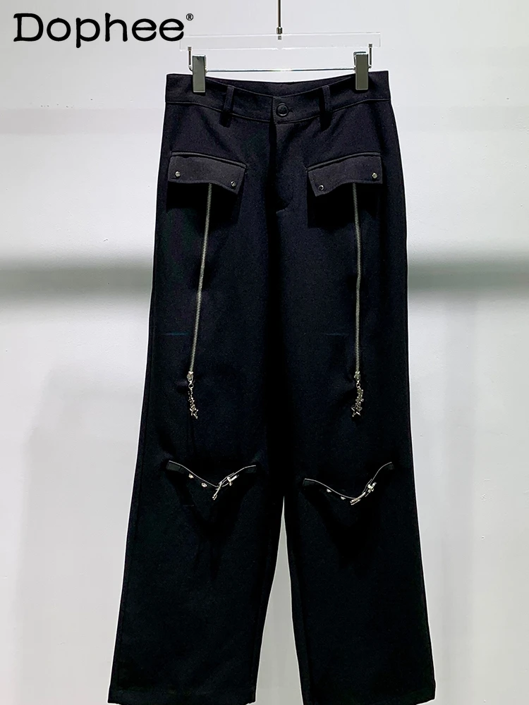 Men's 2024 High-End High Street Straight-Leg Trousers Chic Metal Double Zipper Design Trousers Black Loose Comfort Casual Pants
Men's 2024 High-End High Street Straight-Leg Trousers Chic Metal Double Zipper Design Trousers Black Loose Comfort Casual Pants
