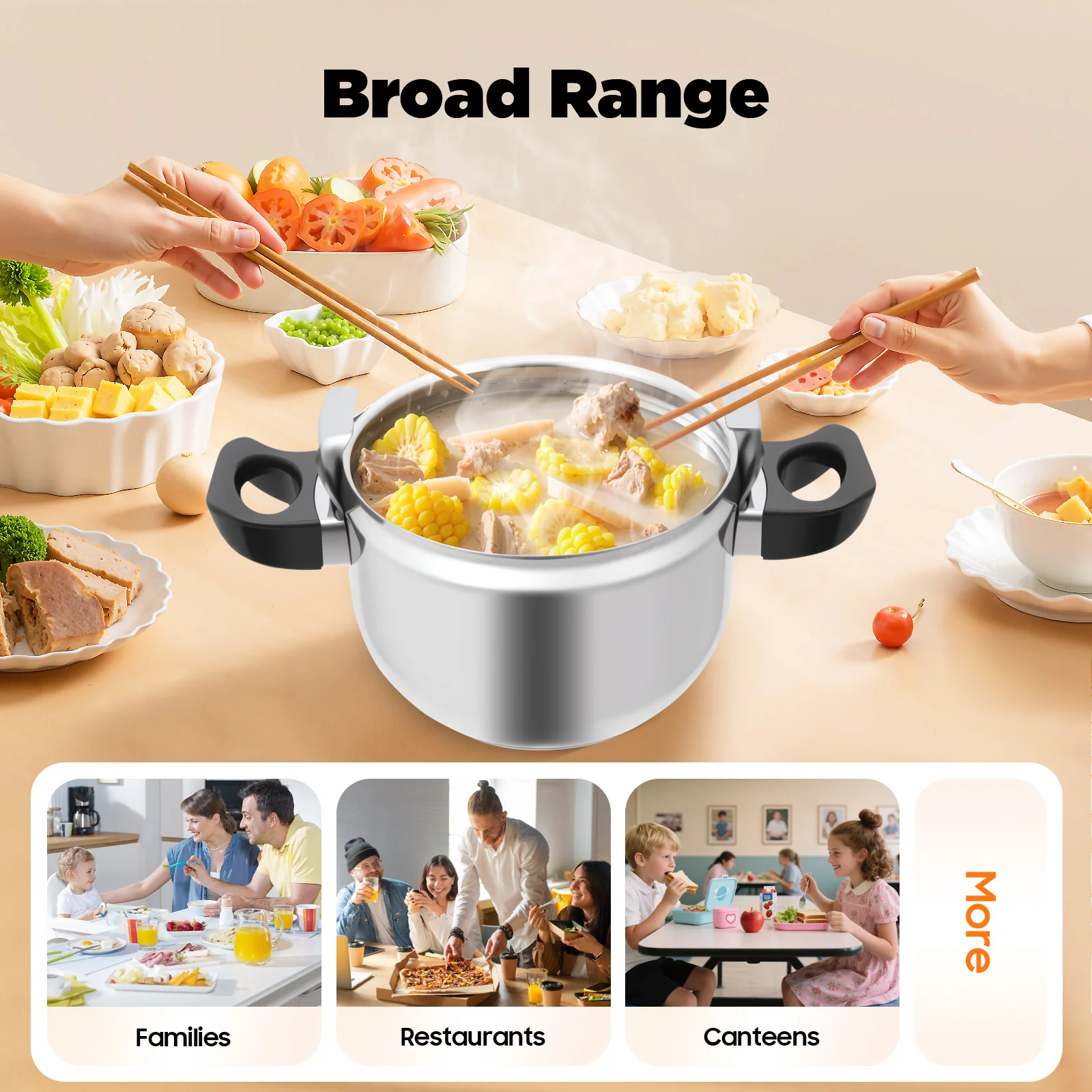 Pressure Cooker, Efficient Cooking Expert 7.4Qt Capacity Rapid Cooking Multiple Use for Hotel Restaurant Family School Canteen
Pressure Cooker, Efficient Cooking Expert 7.4Qt Capacity Rapid Cooking Multiple Use for Hotel Restaurant Family School Canteen