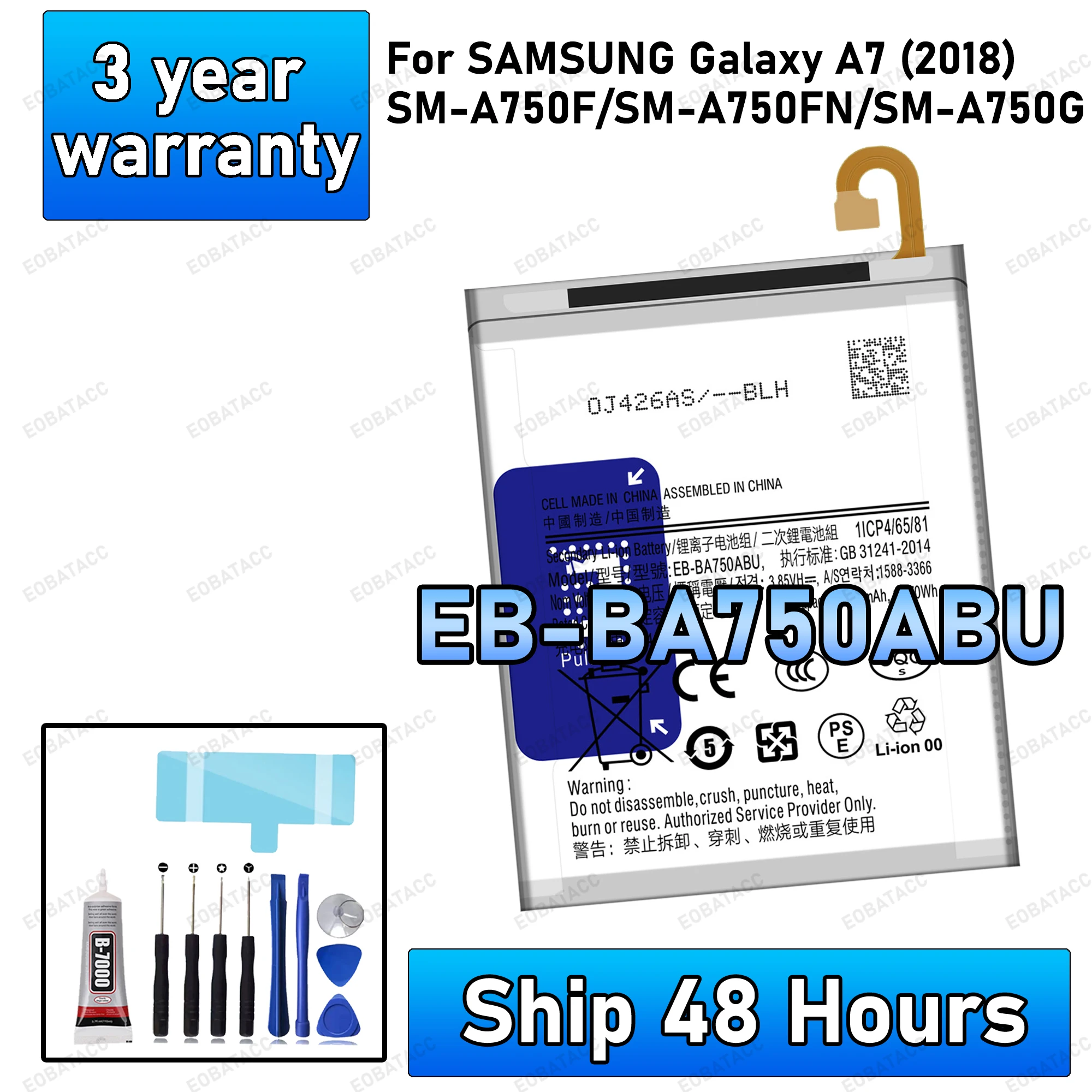 100% New High Quanlity EB-BA750ABU Battery For SAMSUNG GALAXY A7 2018/SM-A750F/SM-A750FN Replacement batteria+Free tools
100% New High Quanlity EB-BA750ABU Battery For SAMSUNG GALAXY A7 2018/SM-A750F/SM-A750FN Replacement batteria+Free tools